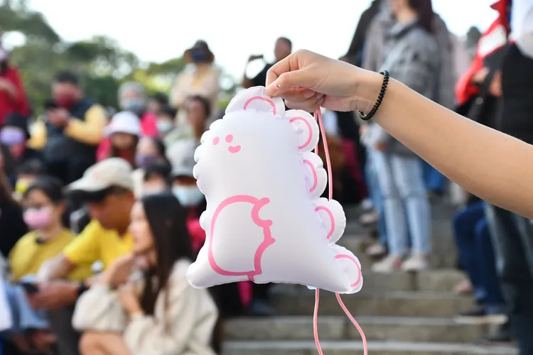 每對情侶均可獲得詢問度爆表的限量粉紅色多多龍小提燈。縣府提供