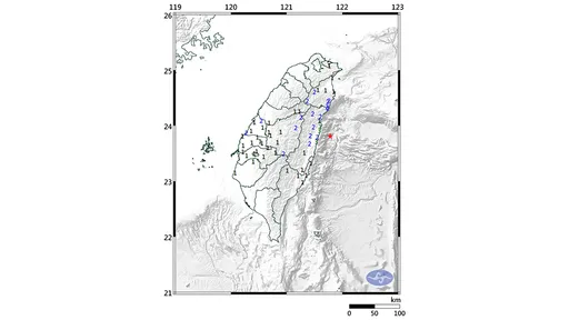19:20東部海域規模5.0地震　花蓮最大震度3級