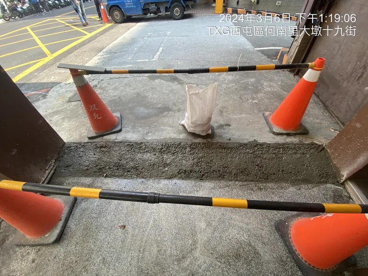 事故騎樓完成改善，今天恢復通行。市府提供