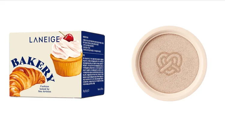 LANEIGE Neo Bakery外盒，以及印有蝴蝶圖樣的粉蕊（無單賣）。品牌提供