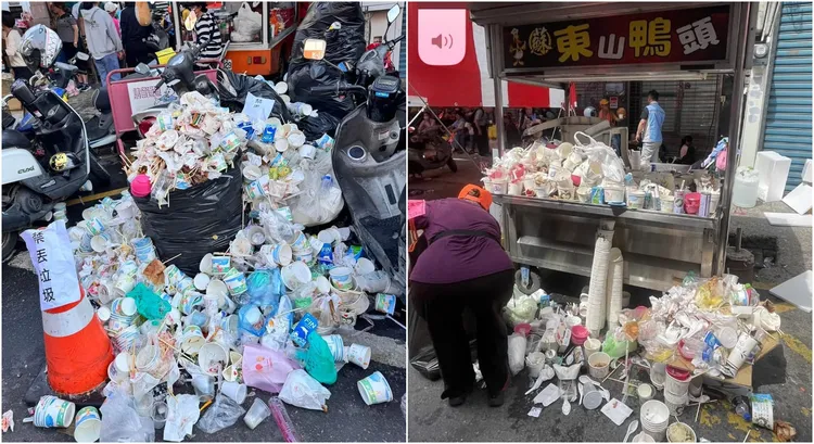 北港人將香客過境後狀況放上網路，滿地垃圾與免洗餐具。翻攝自北港在地生活臉書社團