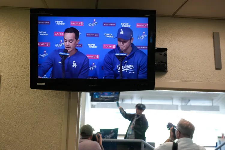 大谷翔平昨開記者會。  美聯社