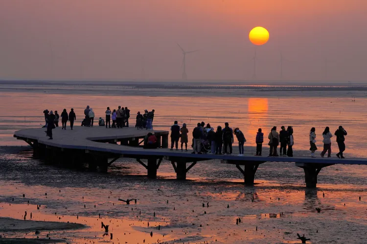 香山濕地夕陽。新竹市府提供