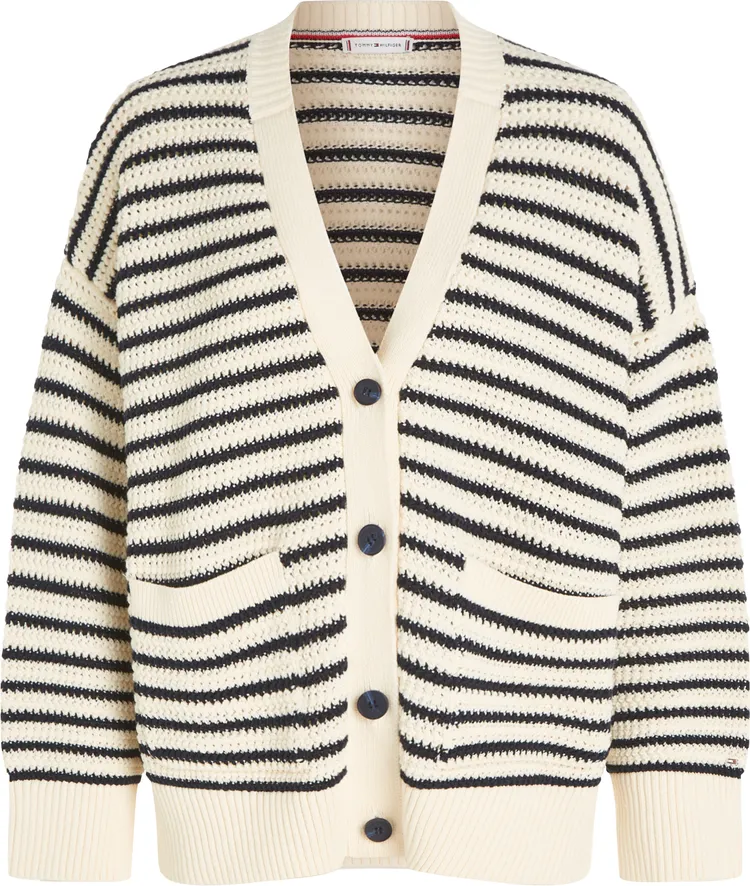 條紋V領開襟衫，5680元。品牌提供