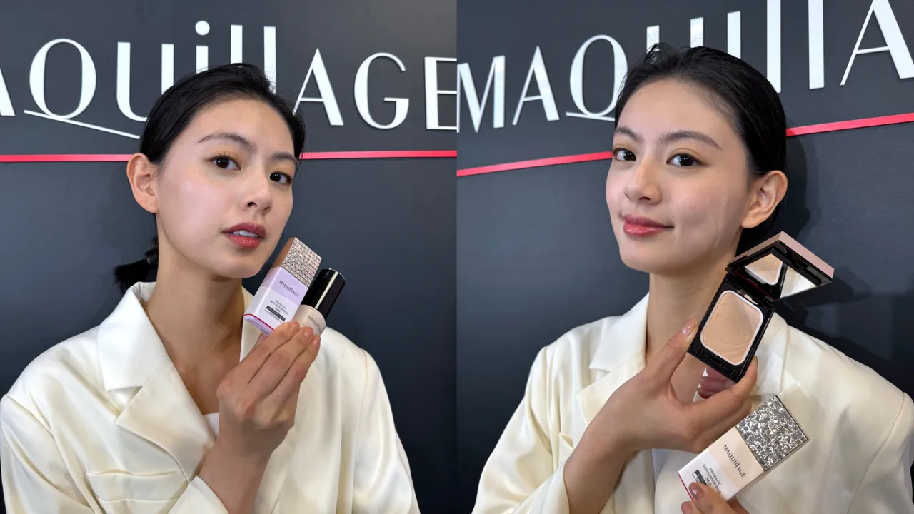 彩妝師游絲棋使用MAQuillAGE心機彩粧單品教學33上妝妝,可打造澎潤好命妝、立體小臉妝兩種妝容。張家玲攝