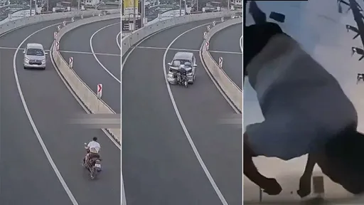 驚悚影片|醉騎士逆飆高架道 「迎面撞汽車」空中轉體墜地亡