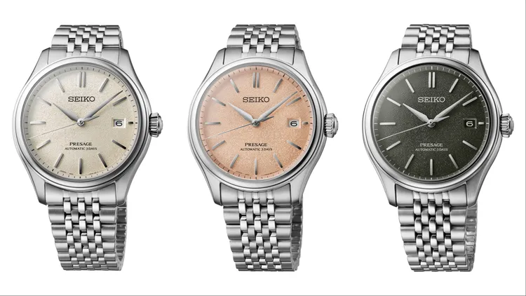 SEIKO Presage經典系列三針日期款，各1050歐元（約新台幣3萬6300元）。品牌提供
