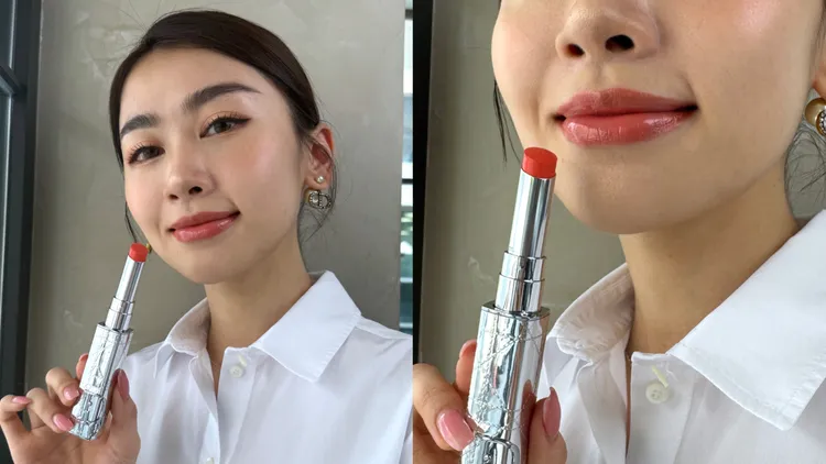 Model示範癮誘唇膏#546元氣西柚。張家玲攝