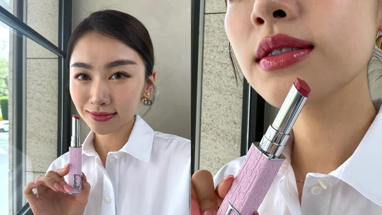 Model示範癮誘唇膏#481玫瑰粉棕。張家玲攝