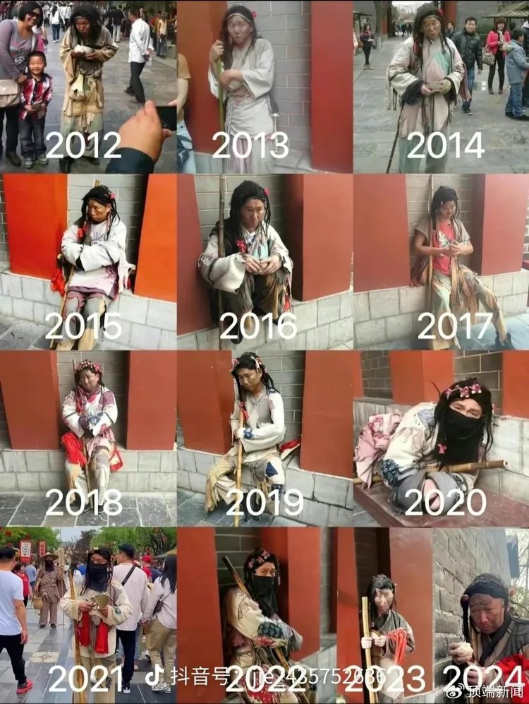 有網友整理12年來李金剛行乞的變化。取自《頂端新聞》