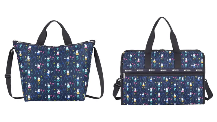 MIFFY嬉遊花園兩用托特包（左）4200、MIFFY嬉遊花園奢華大型旅行袋（右）8800元。品牌提供