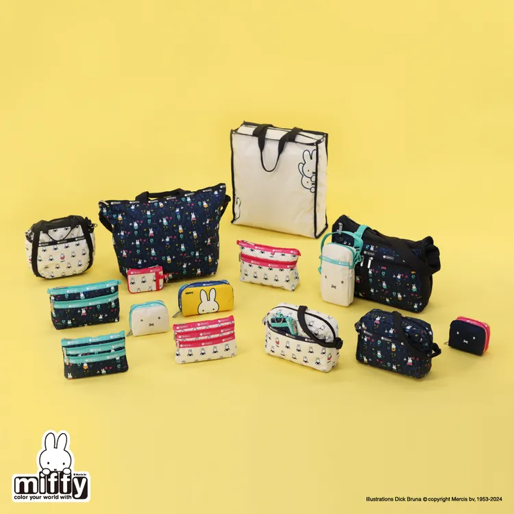 聯名系列將米菲兔各種可愛模樣呈現於包款上。品牌提供