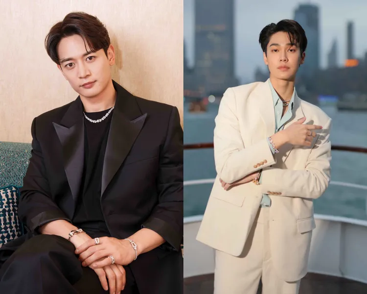 韓星珉豪（左圖）與泰國「花澤類」Dew Jirawat（右圖）為FRED香港海港城專門店開幕酒會站台。品牌提供