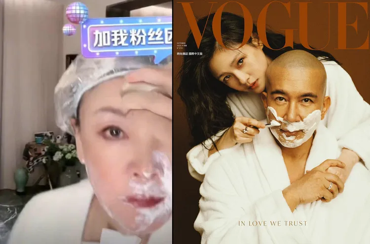 名場面8：張蘭（左）學具俊曄弄刮鬍泡。翻攝hsushiyuan IG、張蘭抖音