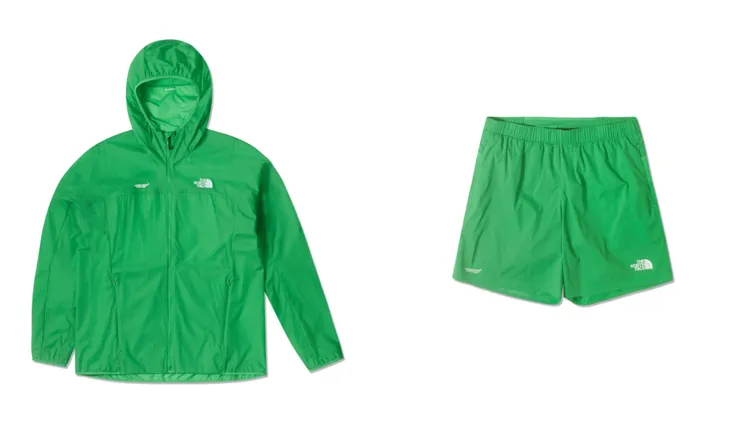 越野防風外套（左）1萬1880元、緊身跑步短褲（右）9380元。品牌提供