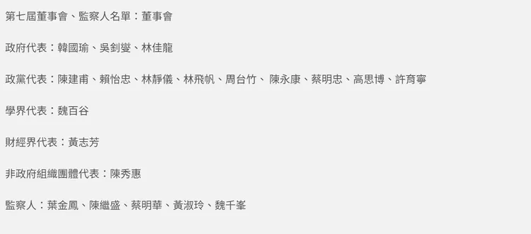 民主基金會如今董事名單已經沒有羅致政。翻攝民主基金會官網