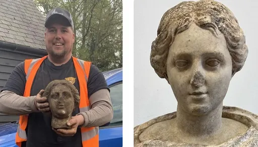 英莊園竟挖出古羅馬雕像 眾人一頭霧水