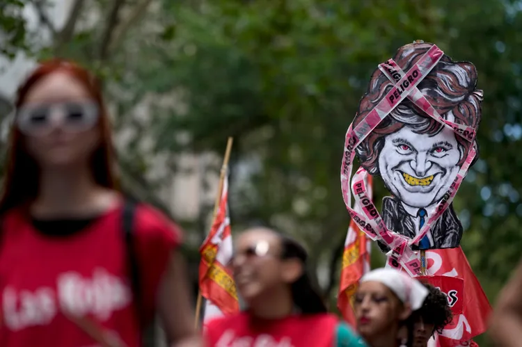 阿根廷抗議者指總統米雷伊攻擊女權主義。路透社