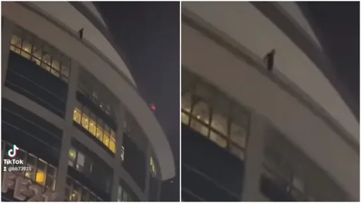 帽T男站大遠百13樓欄杆外 「高空踱步1小時」影片曝光