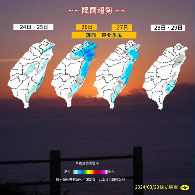 未來一週降雨趨勢。氣象署提供