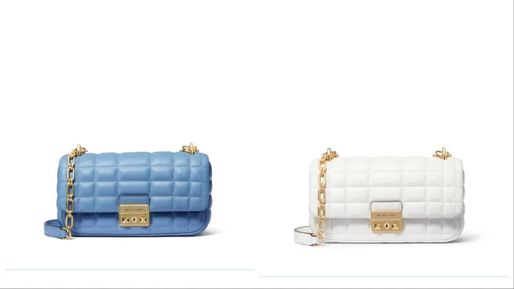 MICHAEL KORS TRIBECA包藍色（左）、白色（右），各1萬5900元。品牌提供