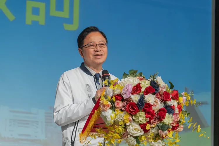 張善政致詞盼攜手萬能科大合作提升桃園發展。桃園市府提供