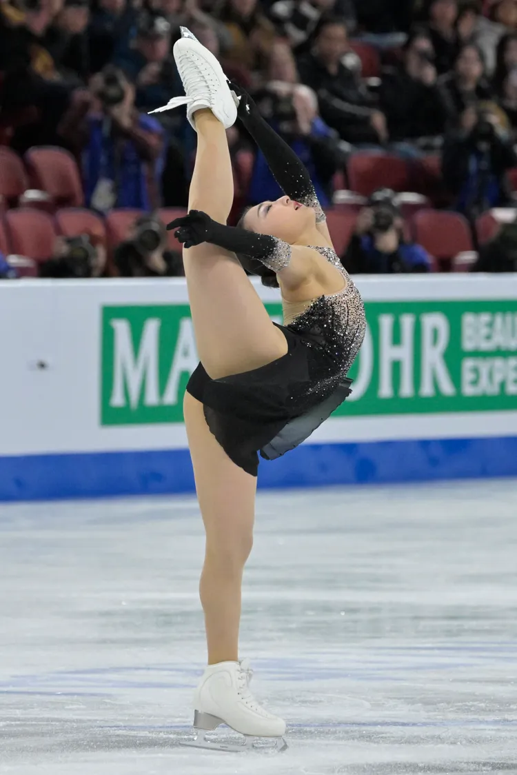 日本花滑女將坂本花織，完成世錦賽3連霸。路透社