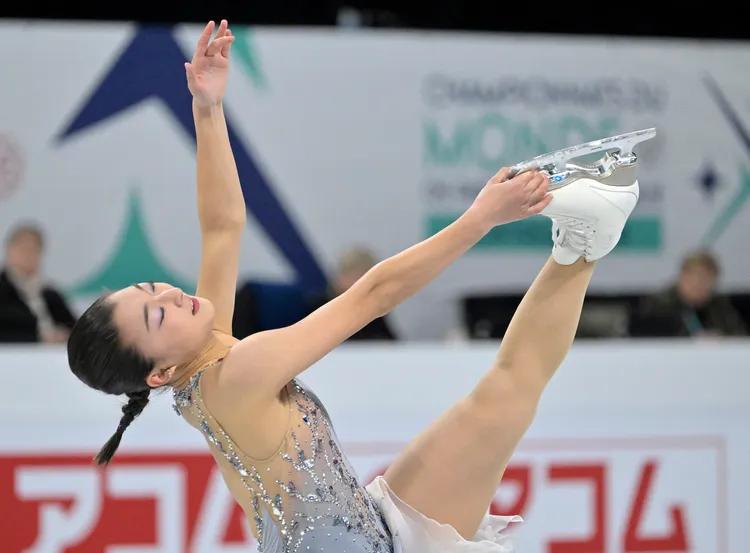 坂本花織21日的比賽畫面。路透社