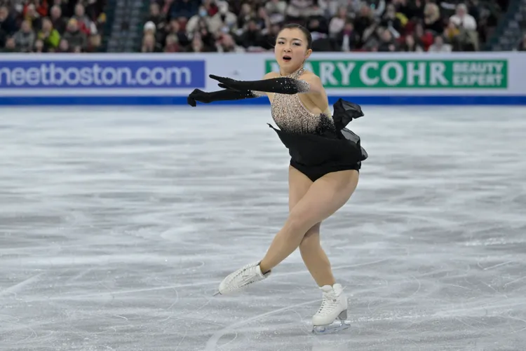 日本花滑女將坂本花織，完成世錦賽3連霸。路透社