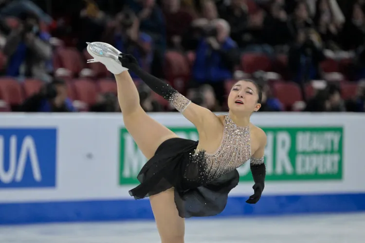 日本花滑女將坂本花織，完成世錦賽3連霸。路透社