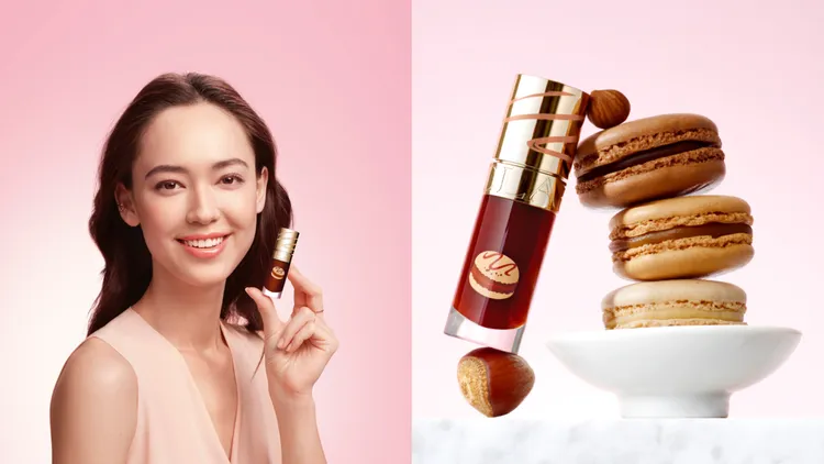 彈潤植萃美唇油#榛果馬卡龍，添加有機甜薔薇油、榛果油、荷荷芭油等三重有機植萃油，7ml／1100元。品牌提供