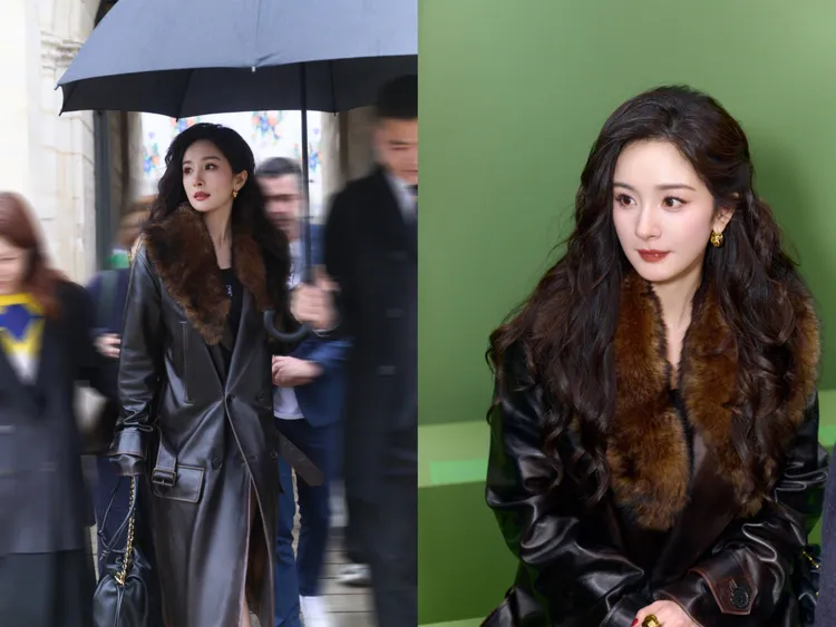 楊冪以女霸總造型現身LOEWE秀場。翻攝楊冪工作室微博