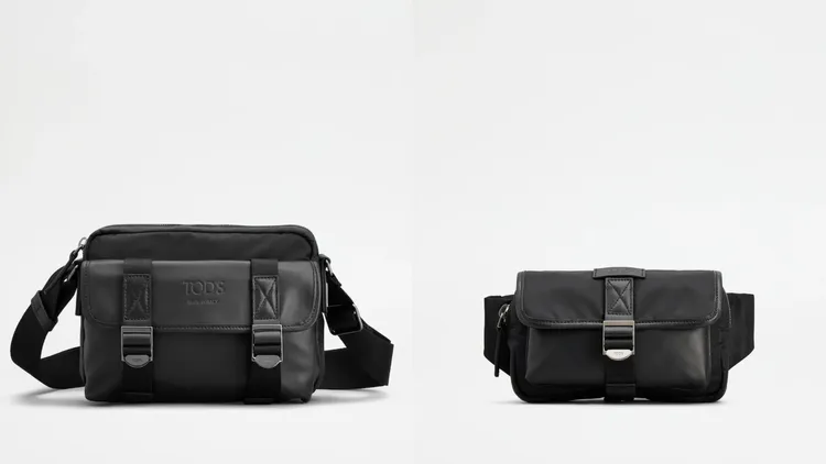 TRK男士斜背包（左）4萬3900元、TRK男士腰包（右）4萬1900元。品牌提供