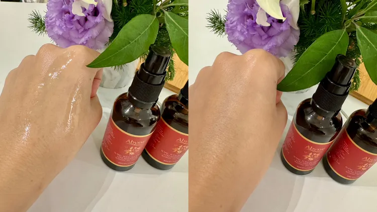 伊蘭雪松愛戀按摩精油質地。張家玲攝