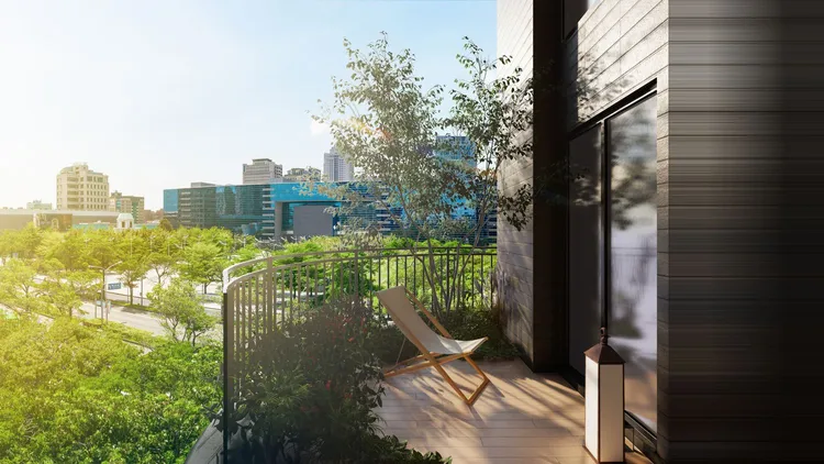 地段珍貴的新案「台灣隱賦」是台灣大道上稀有的「圓弧宜居建築」達到遠望七期、近觀森林的珍貴景色。