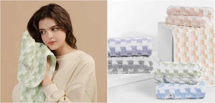 ONEBOY HOME柔軟速乾立體拼色鑽石紋毛巾，同樣6種顏色，一條兼具柔軟、速乾、吸水性強多重功效。