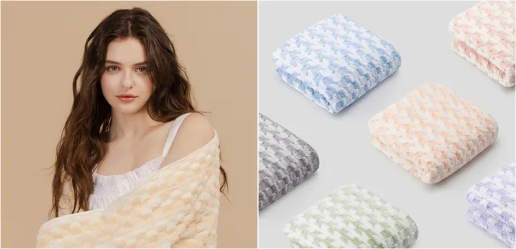 ONEBOY HOME柔軟速乾立體拼色鑽石紋加大厚浴巾共6種顏色，包括：淺橘色、灰色、粉色、紫色、綠色、藍色，時尚美觀，機能性十足。