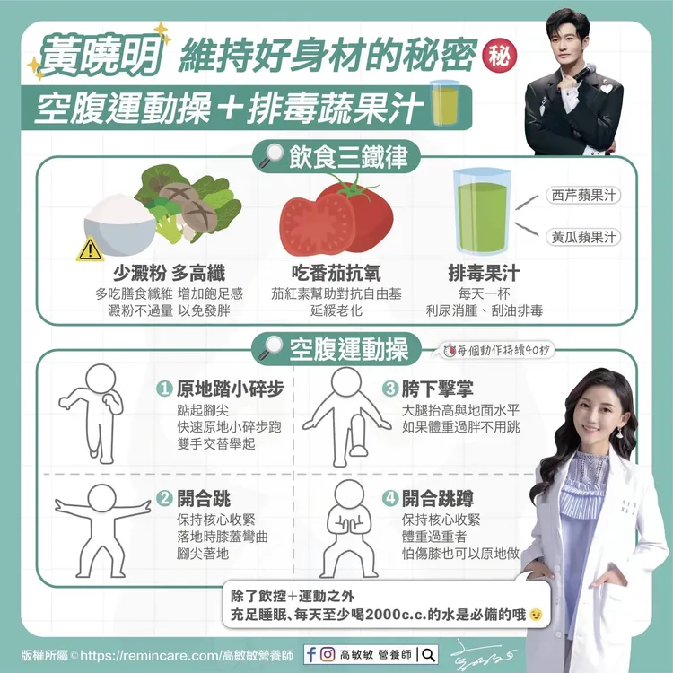 高敏敏分析黃曉明飲食3鐵律、空腹運動操。高敏敏授權使用