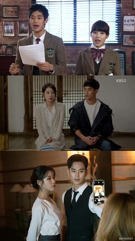 金秀賢和IU合作過《夢想起飛Dream High》（上圖）、《製作人的那些事》，客串IU主演的《德魯納酒店》。翻攝KBS、KEYEAST