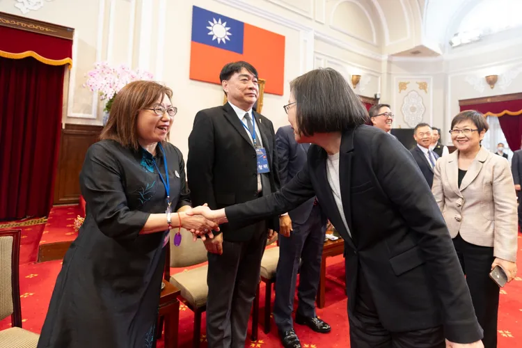 蔡英文感謝台商共同提升台灣在國際的競爭力。府提供