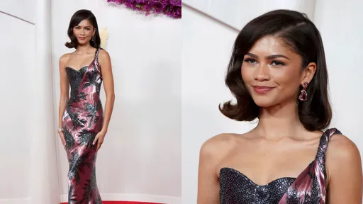 贊妲雅秀螞蟻腰+酥胸紅毯比辣 耳邊、手腕有BVLGARI寵著