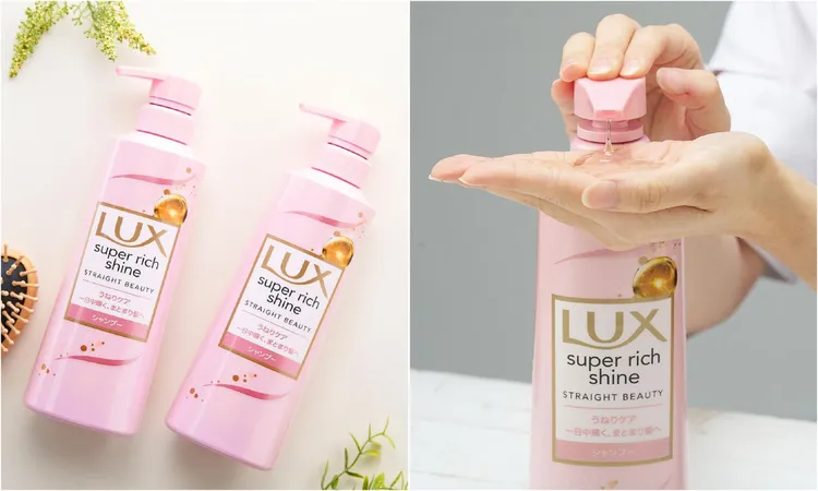 LUX 日本奇蹟閃耀洗髮精，粉色款主打「柔亮直順」，為每一吋髮絲注入水潤滋養，絲絲順滑輕柔光澤，讓玉米鬚變成天絲絨。 