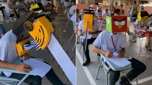 大學應考「防作弊帽」變創意PK 鏈鋸人浮誇現身旁邊坐皮卡丘