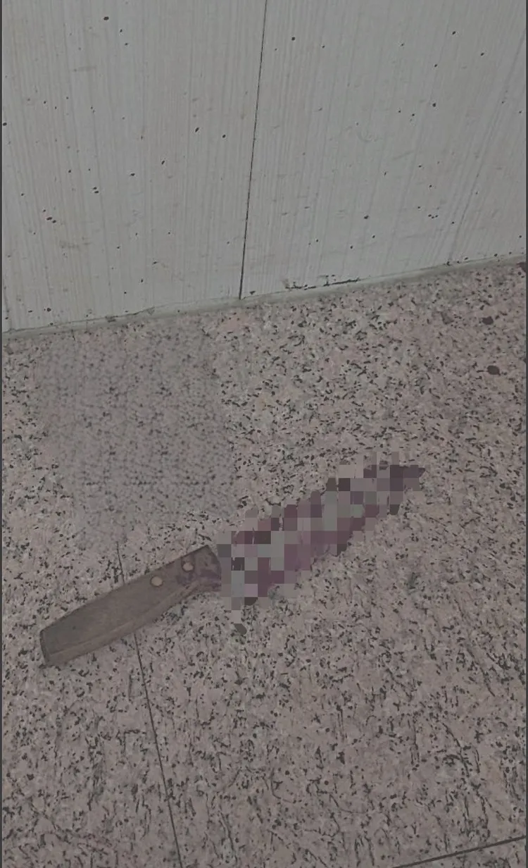 凶刀遺留在現場。民眾提供