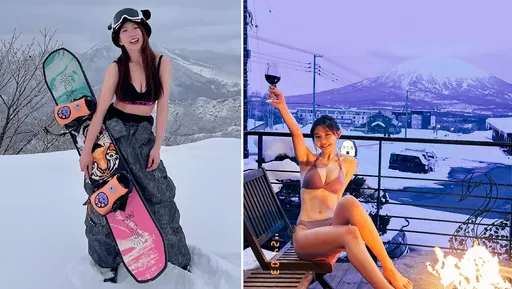 滑雪也要性感｜郭書瑤太兇了只穿bra　啦啦隊女神Yuri三點式「冷死了」