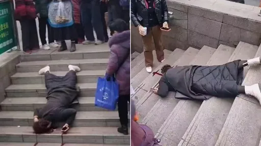 警惕!走路滑手機「臉蛋撲向樓梯」 婦頭手濺血趴地無動靜