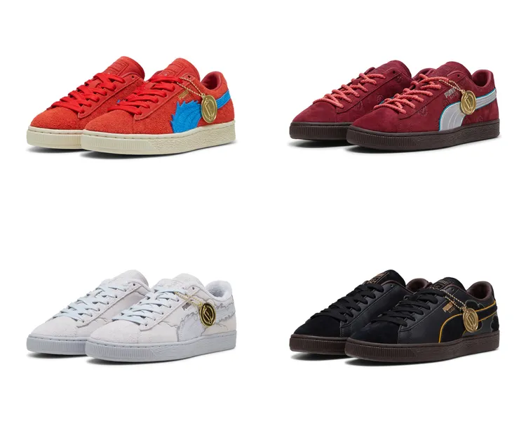 PUMA x ONE PIECE聯名鞋款，各自代表了《航海王》「新四皇」，各4180元
