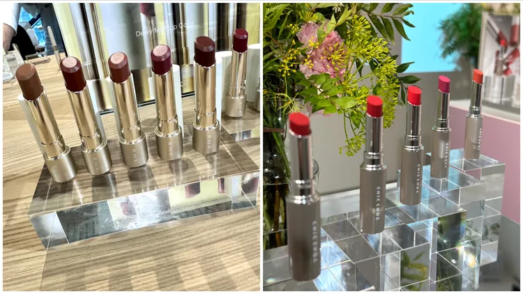 RMK（左）和CHIC CHOC（右）的唇膏新品，都主打「曖曖內含光」的低調光澤感路線。張家玲攝