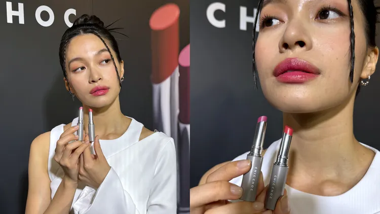 Model示範CHOC CHOC撩心口紅。張家玲攝