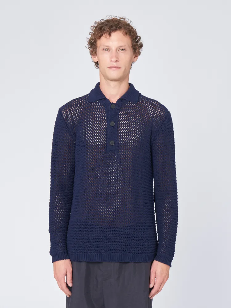 長袖針織polo衫（海軍藍），2萬6500元。品牌提供